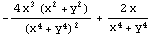 -(4 x^3 (x^2 + y^2))/(x^4 + y^4)^2 + (2 x)/(x^4 + y^4)