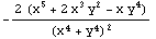 -(2 (x^5 + 2 x^3 y^2 - x y^4))/(x^4 + y^4)^2