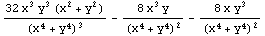 (32 x^3 y^3 (x^2 + y^2))/(x^4 + y^4)^3 - (8 x^3 y)/(x^4 + y^4)^2 - (8 x y^3)/(x^4 + y^4)^2