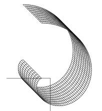 Obr.6b. Válcová plocha vytvořena z evolventy - půdorys